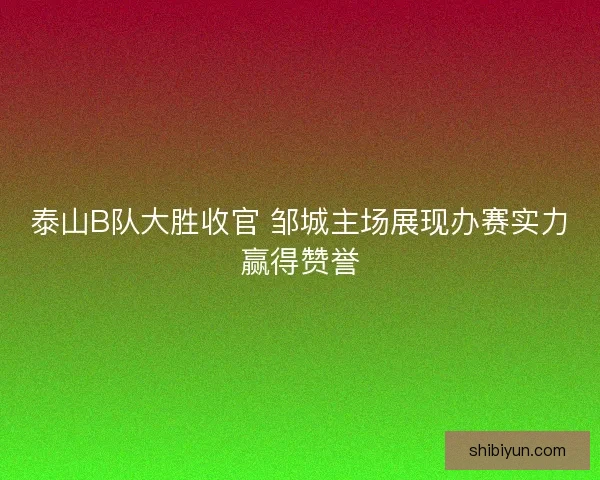 泰山B队大胜收官 邹城主场展现办赛实力赢得赞誉