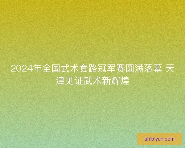 2024年全国武术套路冠军赛圆满落幕 天津见证武术新辉煌